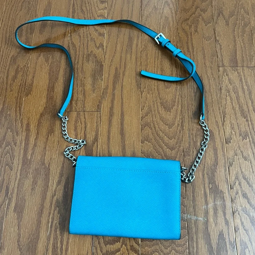 Michael Kors Light Blue Teal Crossbody Purse with Silver Hardware - Picture 2 of 4